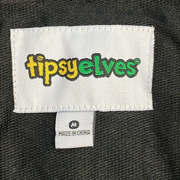 NWT Tipsy Elves Gold Skeleton Costume Zip Hood Onesie Jumpsuit Black Sz M - Picture 8 of 14